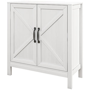Sideboard Buffet, Kitchen Storage Cabinet with Barn Door and Adjustable Shelves, Storage Pantry, Black Oak