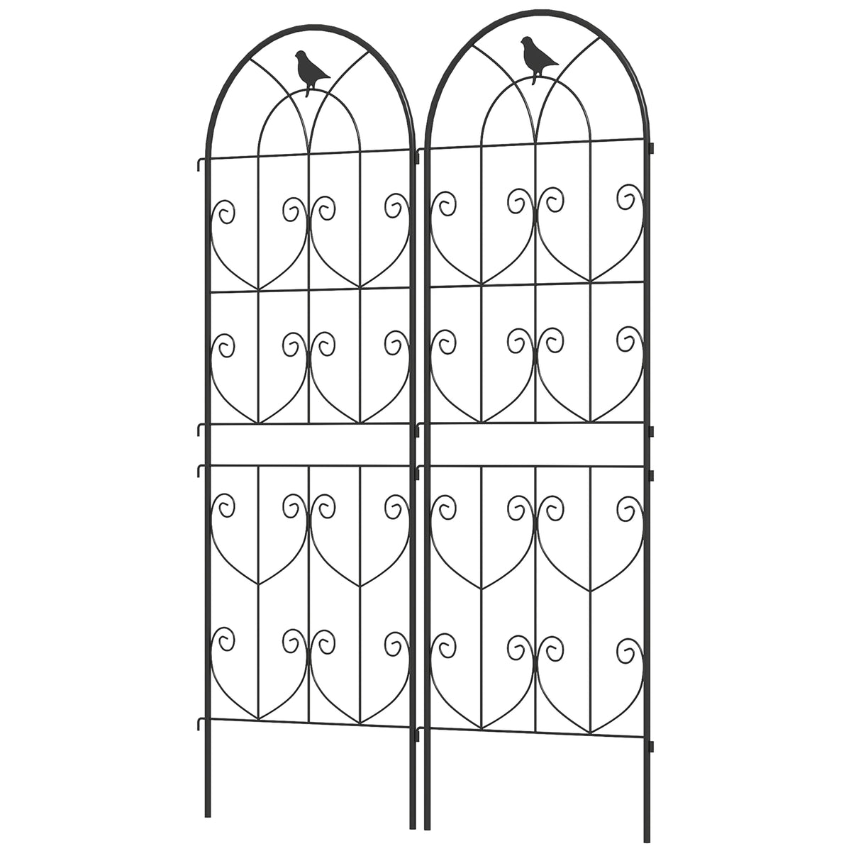 Set of 2 Metal Garden Trellis, Decorative Trellis Panels, Bird Design, 120 x 50 cm, Black – view 8