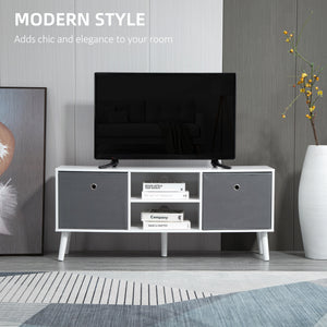 Modern TV Stand Cabinet with Foldable Drawers and Shelves for Living Room, Bedroom, White