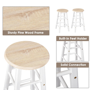 Kitchen Trolley 3 Piece Kitchen Cart Set Drop Leaf Breakfast Table and 2 Stools w/ Rolling Wheels & Towel Bars, Wood & White