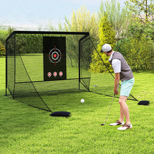Golf Practice Hitting Net Golf Cage with Dual Side Barriers Target Cloth Metal Frame view 3