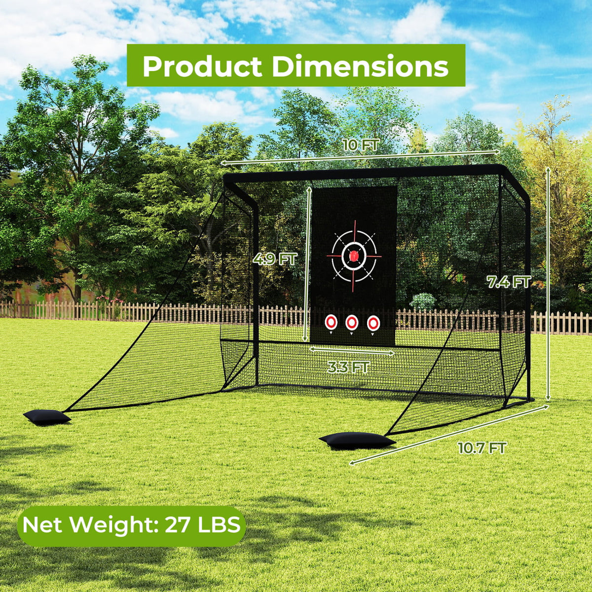 Golf Practice Hitting Net Golf Cage with Dual Side Barriers Target Cloth Metal Frame view 4