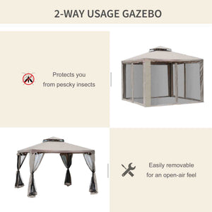 10' x 10' Patio Gazebo Pavilion, 2-Tier Roof Canopy Outdoor Event Party Tent with Steel Frame for Garden – view 5