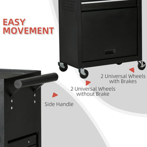 6-Drawer Tool Chest Set with 4 Wheels, Lockable Rolling Tool Box and Storage Cabinet for Garage Factory Workshop, Black
