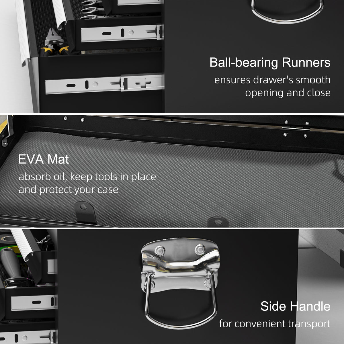 6 Drawer 24" Portable Tool Box with Top Case, Ball Bearing Slides, Metal Tool Chest for Garage, Household and Warehouse
