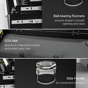 6 Drawer 24" Portable Tool Box with Top Case, Ball Bearing Slides, Metal Tool Chest for Garage, Household and Warehouse