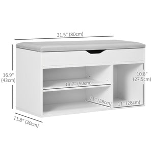 Shoe Bench Entryway Storage Rack with Padded Cushion, Hidden Storage for Hallway, Living Room, Natural – view 23