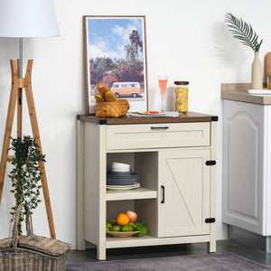Rustic Barn Door Storage Cabinet Modern Farmhouse Buffet Sideboard for Kitchen & Dining Room Dark Oak – view 20