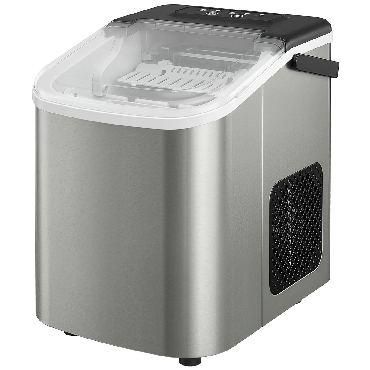 Portable Ice Maker Countertop, Self-Cleaning Ice Machine with 2 Bullet Ice Sizes, Ice Scoop, Silver