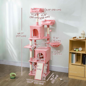 Cat Tree, 70" Multi-Level Cat Tower with 2 Condos, 2 Perches, Hammock, Toy Balls – view 23