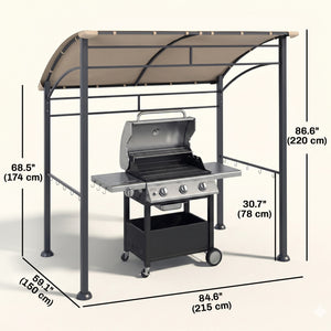 7' x 5' BBQ Grill Gazebo Tent, Garden Grill Canopy with Steel Frame and Hooks, Outdoor Sun Shade, Grey – view 9