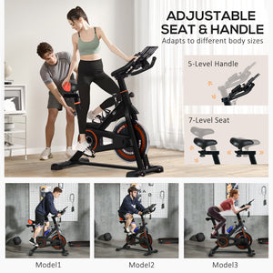 Soozier Adjustable Upright Stationary Exercise Bike with LCD Display, Suitbale for Beginer and Home Gym, Indoor Cycling Bike with Adjustable Resistance, White