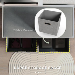 Shoe Storage Bench with Seat, Entryway Bench Seat with Cushion, 2 Fabric Drawers for Hallway, White