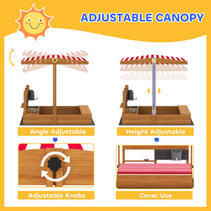 Kids Sandbox with Cover Kitchen Playset Toys, Wooden Sand Box with Seat, Storage, for 3-7 Years Old, Grey – view 17