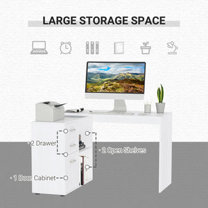 L-Shaped Corner Straight Writing Desk with Storage Shelf, Drawer – view 11