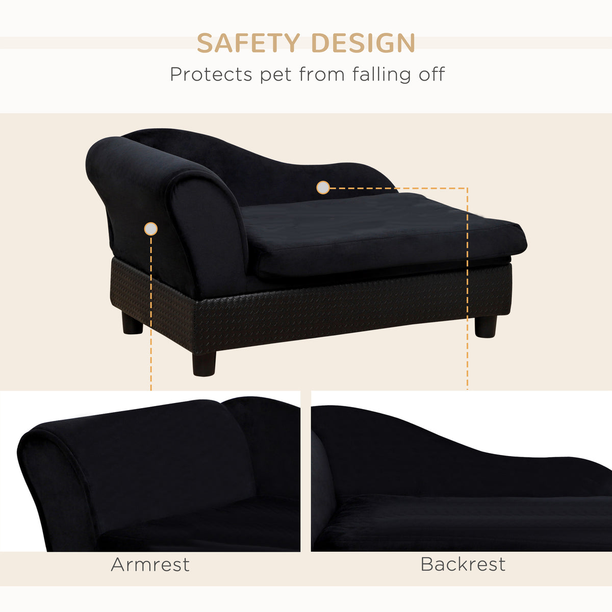 Pet Sofa Dog Couch Chaise Lounge Pet Bed with Storage Function Small Sized Dog Various Cat Sponge Cushioned – view 12