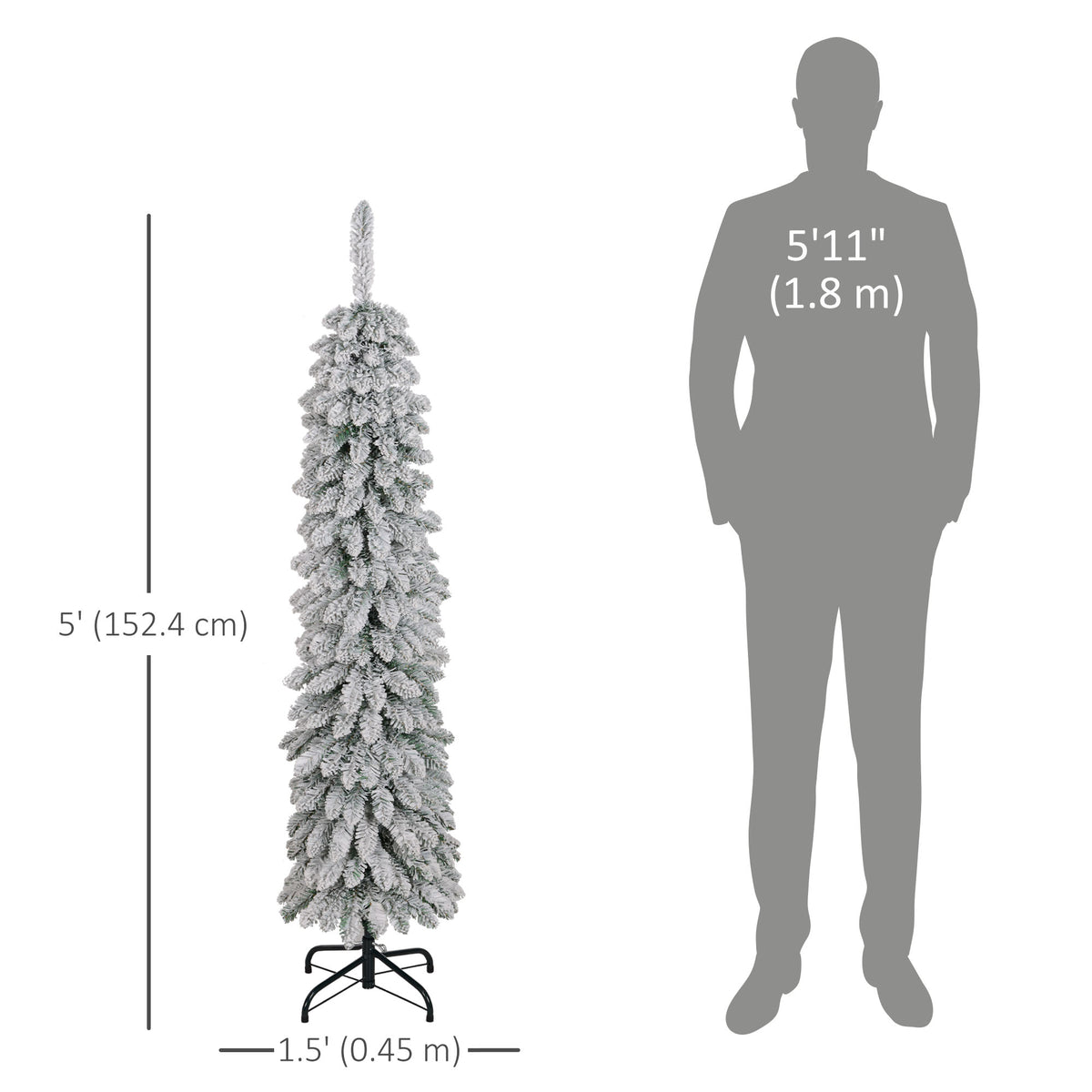 6ft Pencil Artificial Christmas Tree with Pine Realistic Branches, Auto Open, Pink and White