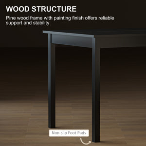 47" x 30" Dining Table, Farmhouse Dining Room Table with Pine Wood Frame, Space Saving Kitchen Table, Black – view 4
