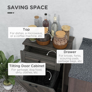 Kitchen Tilt Out Trash Bin Cabinet, Free Standing Recycling Cabinet, Trash Can Holder with Drawer, White – view 25