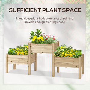 Freestanding Wooden Plant Stand, 3 Tier Raised Garden Bed for Vegetables, Herb and Flowers, Natural