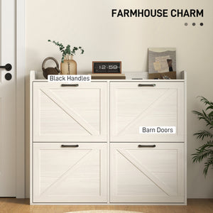 Narrow Shoe Storage Cabinet with 4 Flip Drawers, Adjustable Shelves, 16 Pair Farmhouse Shoe Cabinet – view 12