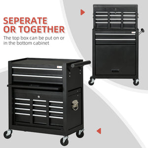 6-Drawer Tool Chest Set with 4 Wheels, Lockable Rolling Tool Box and Storage Cabinet for Garage Factory Workshop, Black