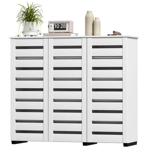 Narrow Shoe Cabinet with Slatted Doors, Adjustable Shelves for 20 Pairs of Shoes – view 6