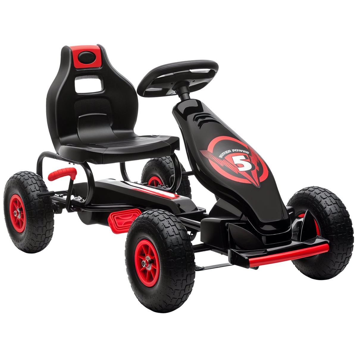 Pedal Go Kart w/ Adjustable Seat, Rubber Wheels Shock Absorb, Green