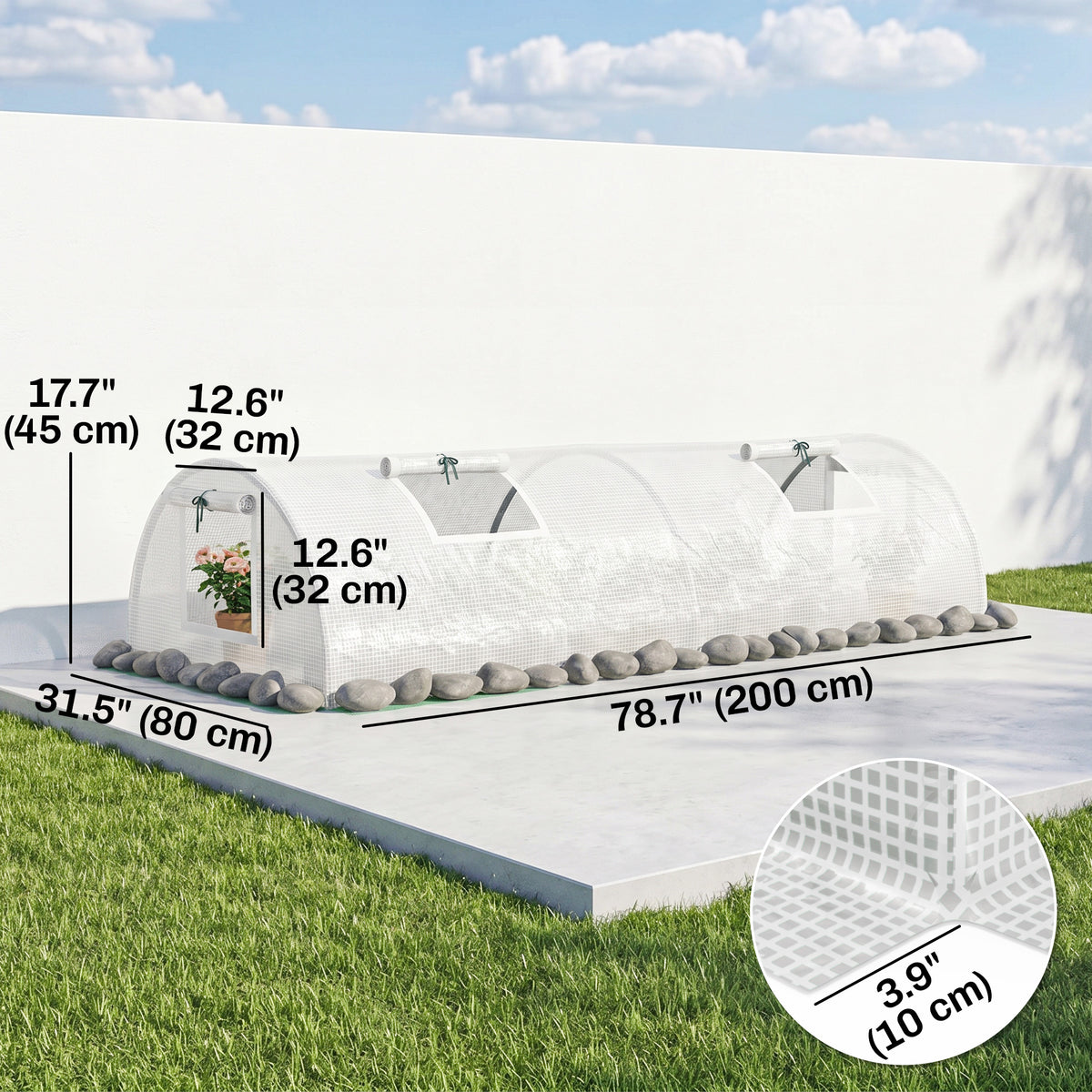 Portable Mini Greenhouse, Tunnel Growing Tent with 5 Mesh Windows and Steel Frame, 7' x 3' x 2', Green – view 9