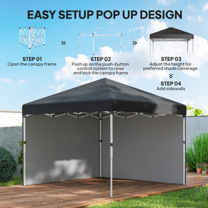 10' x 10' Pop Up Canopy with Sidewalls, Roller Bag, Height Adjustable Instant Tent for Outdoor, Garden – view 4