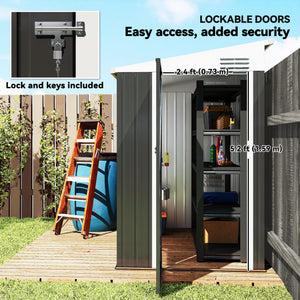 4' x 8' Outdoor Storage Shed Lean to Shed Outdoor Metal Tool Shed with Lockable Door and Air Vents – view 18