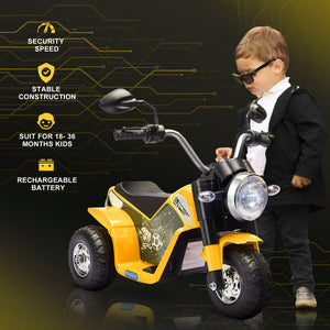 Aosom Kids Electric Motorcycle 6V Battery Powered Ride-On Dirt Bike 3-Wheels Motorbike with Horn Headlights Realistic Sounds 1.24mph Speed for Girls Boy 18 - 36 Months