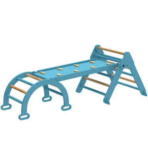 Qaba 7-in-1 Pikler Triangle Set, Foldable Wooden Climbing Toys with Arch, Ramp and Ladder for Toddlers 1-4 Years