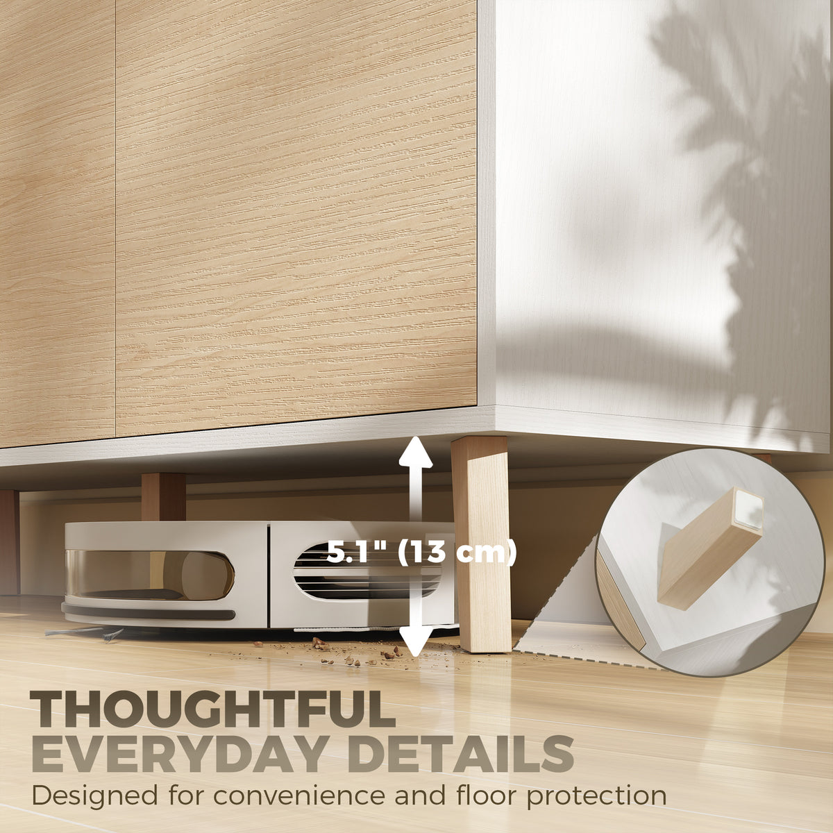 Sideboard Buffet Cabinet, 47" Modern Kitchen Storage Cabinet with 6 Compartments, Soft-Close Doors, Natural Wood Effect