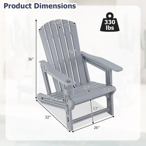 HDPE Adirondack Chair with Cup Holder and Wood-Like Texture High Back for Garden-Gray view 2