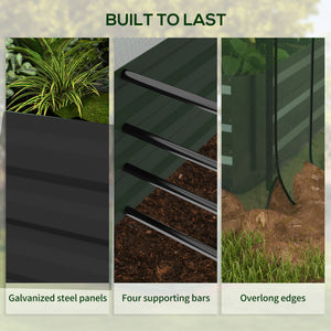 Galvanized Steel Planter Box with Crop Cage and Shade Cloth, Raised Garden Bed for Flowers, Vegs and Herbs