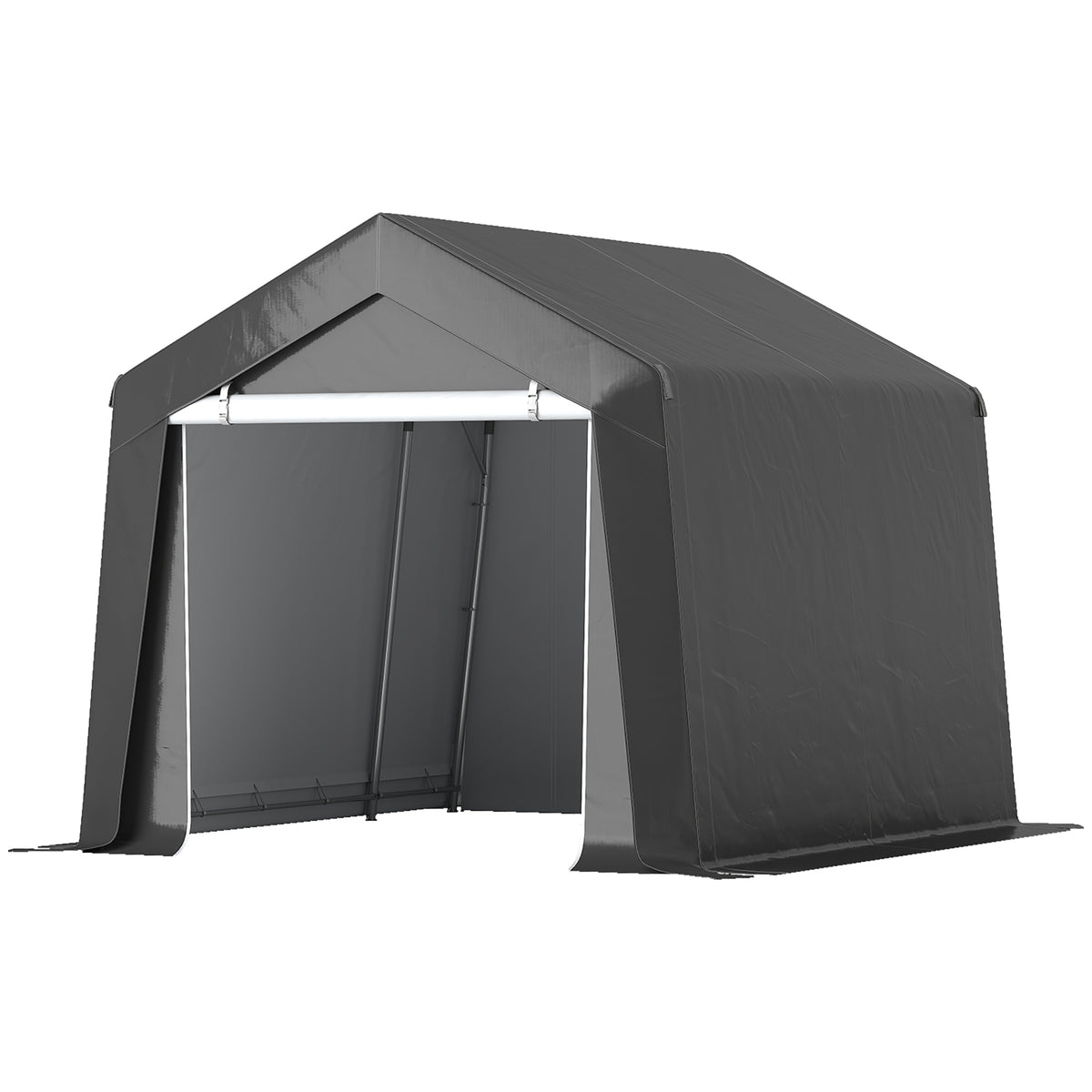 7' x 12' Outdoor Storage Shed Portable Garage with Roll-up Door for Motorcycle, Bike, Garden Tools, Beige – view 22