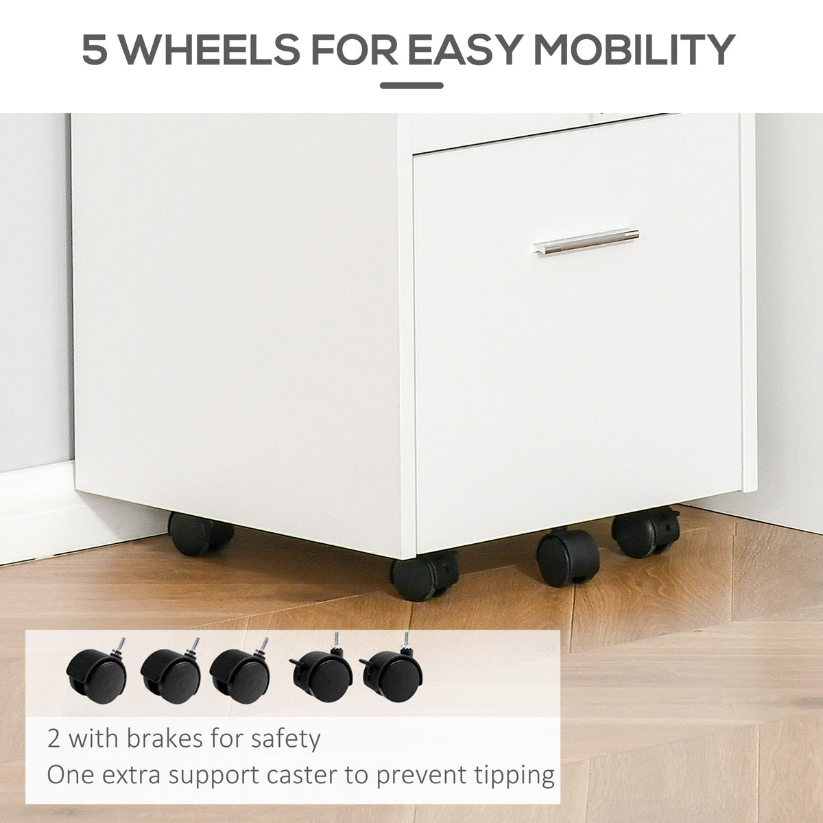 2 Drawer Filing Cabinet with Lock, Vertical File Cabinet with Wheels, Mobile Office Cabinet for A4 – view 7