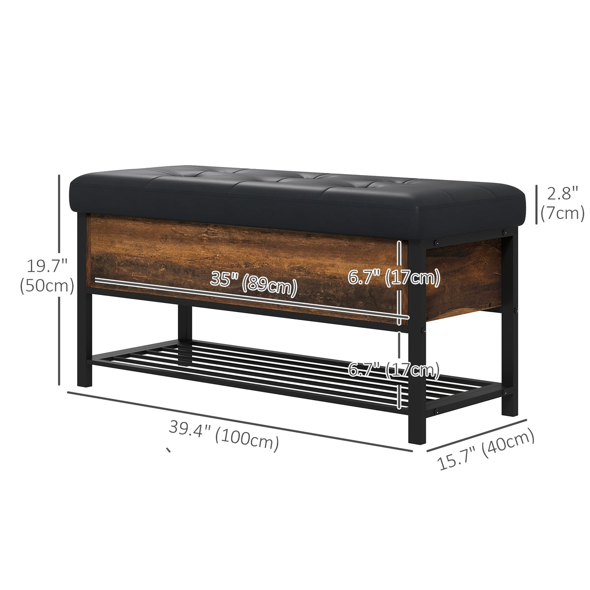 Shoe Storage with Seat, Upholstered Hallway Bench, Shoe Bench with Flip Top and Hidden Space for 4 Pairs of Shoes