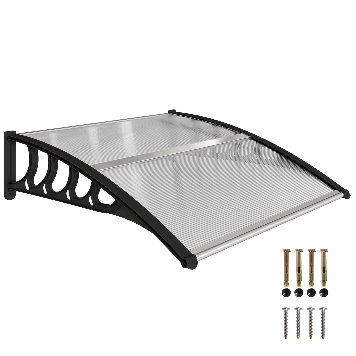 Awning Door Canopy, 40.6" x 38" Polycarbonate Front Door Outdoor Patio Cover with Hollow Sheet for UV – view 2