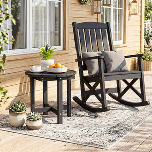 HIPS Adirondack Side Table with Weather-Resistant and Waterproof Top-Black view 2
