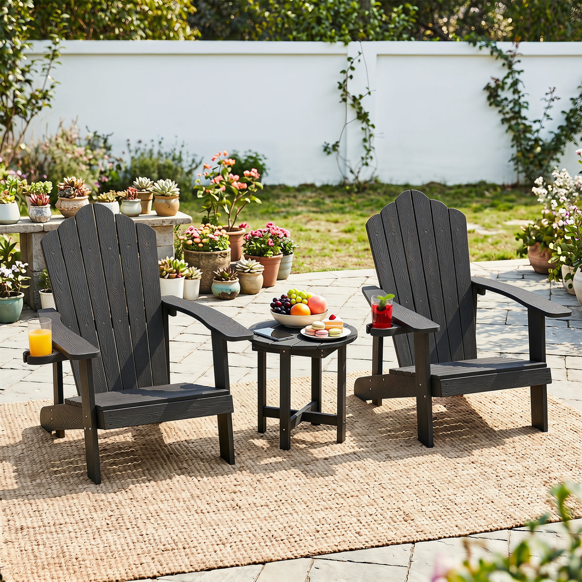 HIPS Adirondack Side Table with Weather-Resistant and Waterproof Top-Black view 3