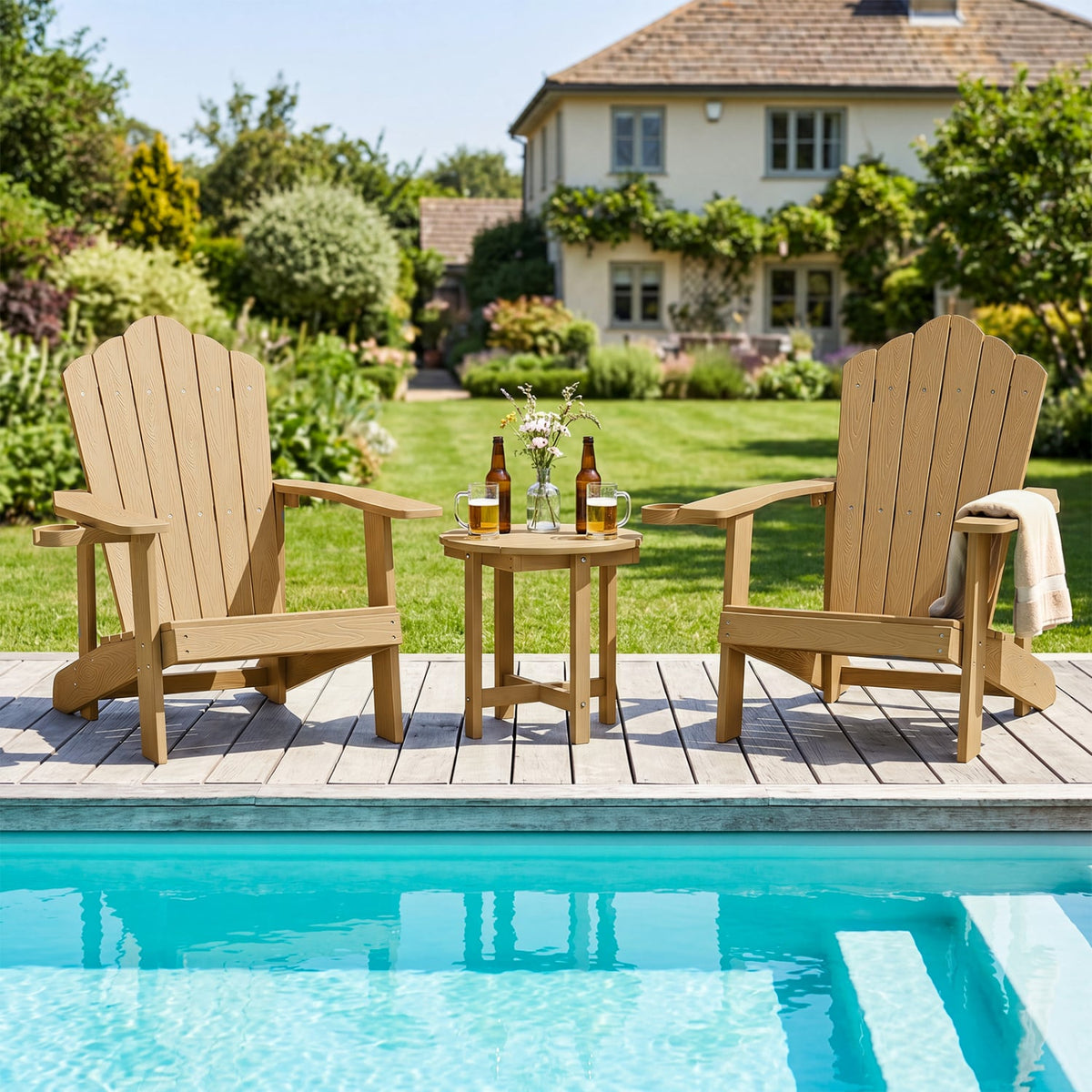 HIPS Adirondack Side Table with Weather-Resistant and Waterproof Top-Coffee view 6