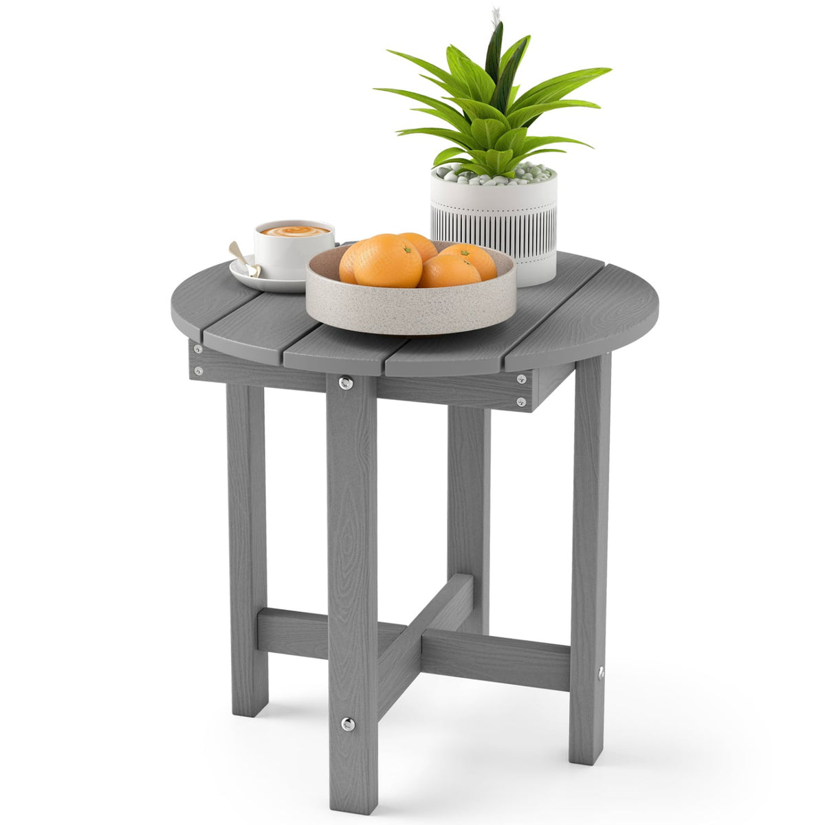 HIPS Adirondack Side Table with Weather-Resistant and Waterproof Top-Gray view 4