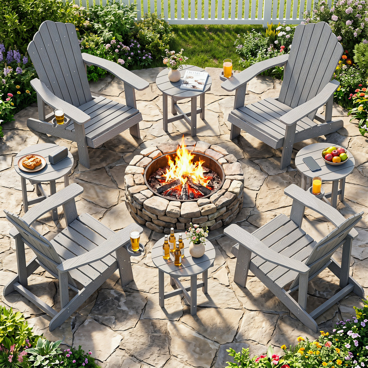 HIPS Adirondack Side Table with Weather-Resistant and Waterproof Top-Gray view 7