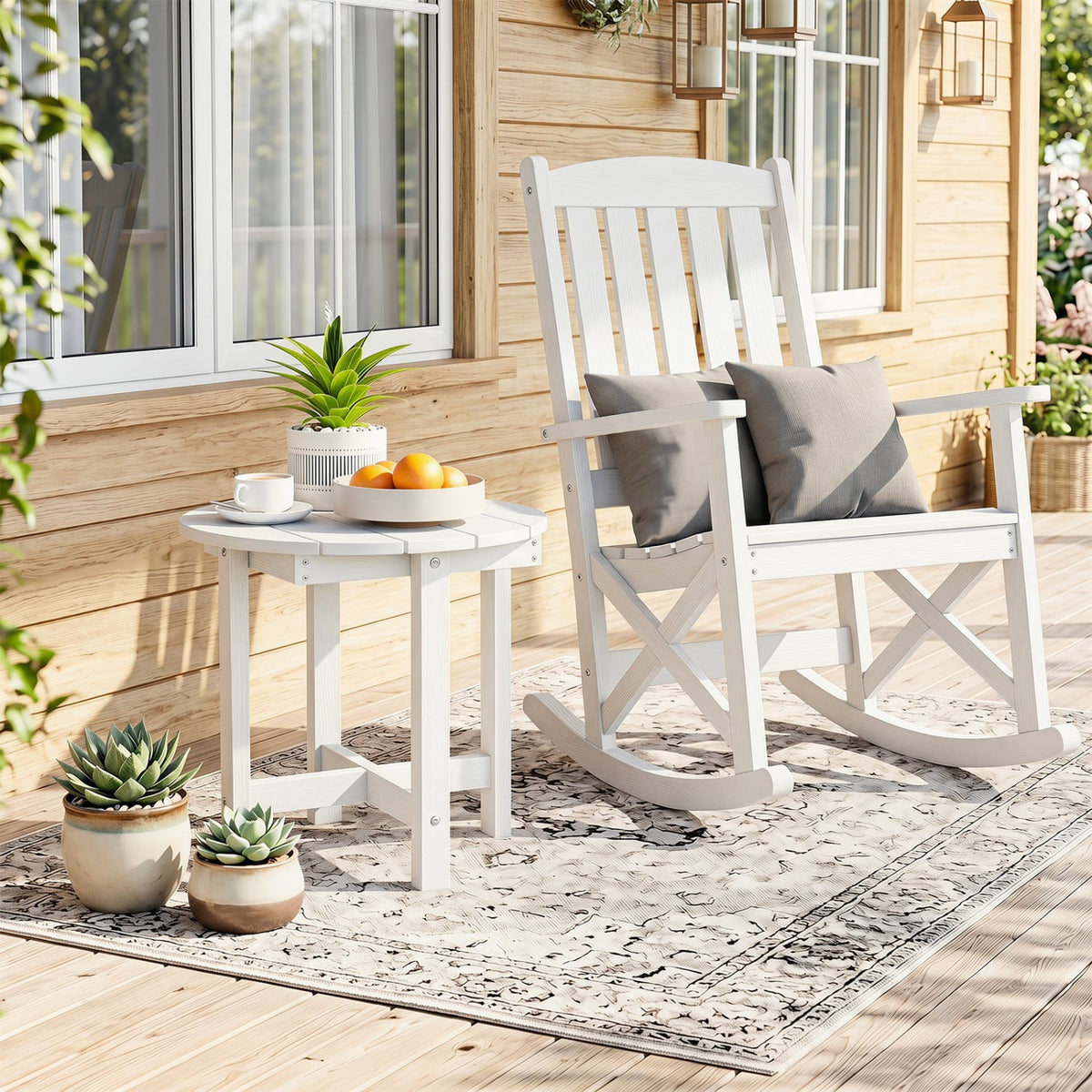 HIPS Adirondack Side Table with Weather-Resistant and Waterproof Top-White view 2