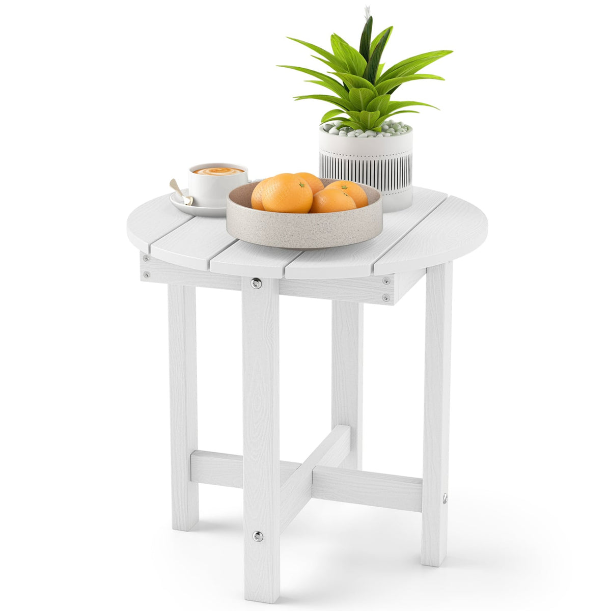 HIPS Adirondack Side Table with Weather-Resistant and Waterproof Top-White view 4