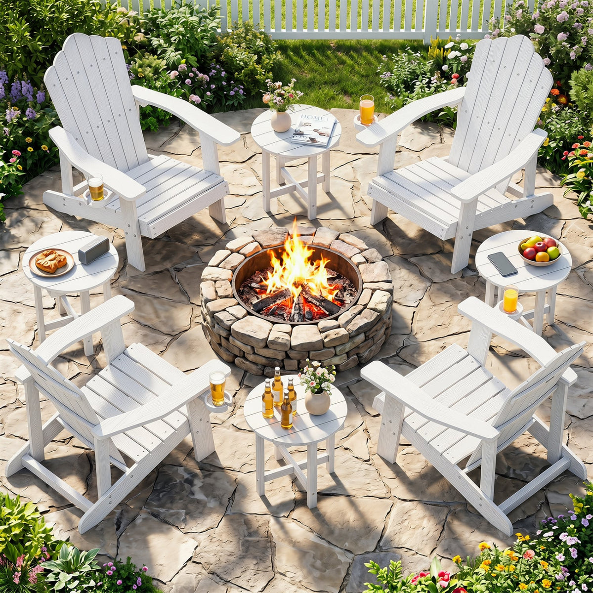 HIPS Adirondack Side Table with Weather-Resistant and Waterproof Top-White view 7