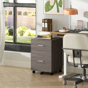 Mobile Filing Cabinet, Vertical File Cabinet with 2 Drawers, Wheels, for Letter or A4 File, Natural