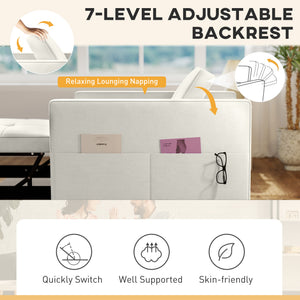 Convertible Chair Bed, Pull Out Sleeper Chair with USB, Adjustable Backrest, Small Velvet Futon Sofa Bed – view 4